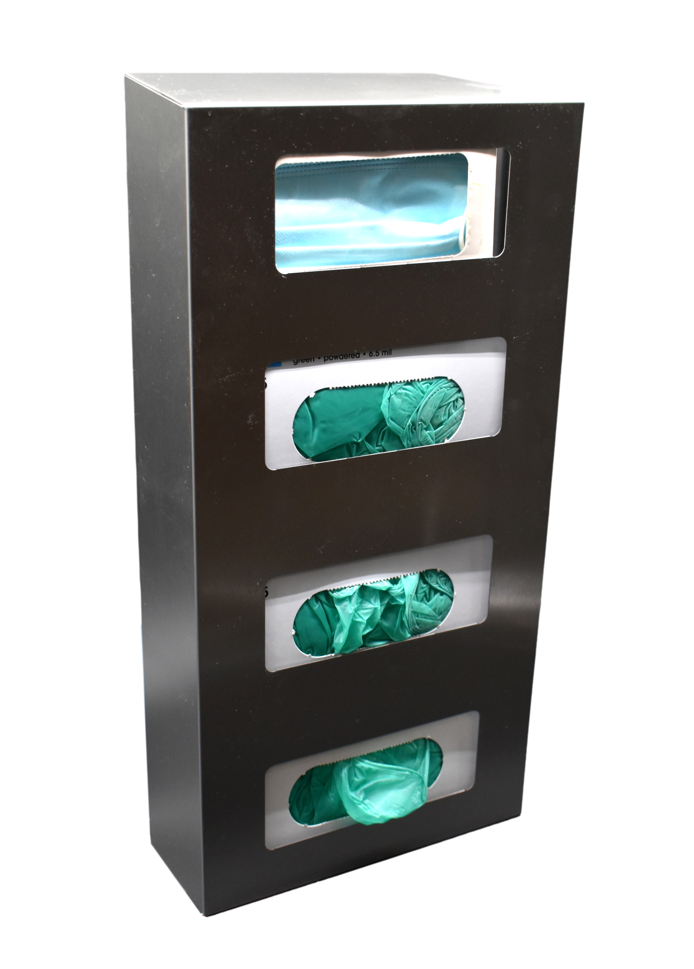 Stainless Steel Triple Glove & Single Face Mask Dispenser