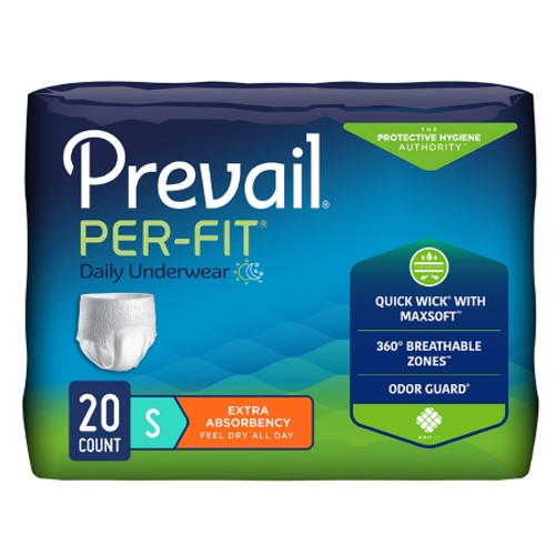 Unisex Adult Absorbent Underwear Prevail Per-Fit? Extra Pull On with Tear Away Seams Small Disposable Heavy Absorbency (PK)