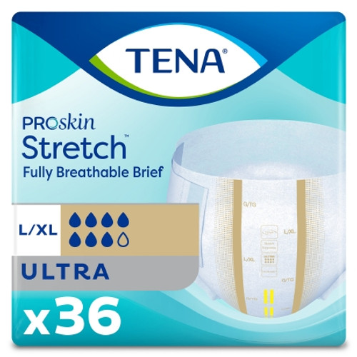 Unisex Adult Incontinence Brief TENAProSkin Stretch* Ultra Large / X-Large Disposable Heavy Absorbency (CS)