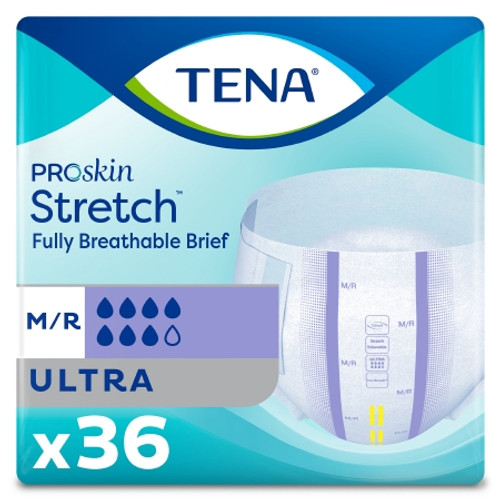 Unisex Adult Incontinence Brief TENAProSkin Stretch* Ultra Medium Disposable Heavy Absorbency (BG)