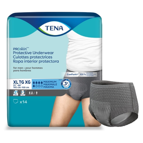 Male Adult Absorbent Underwear TENA ProSkin* Pull On with Tear Away Seams X-Large Disposable Moderate Absorbency (BG)