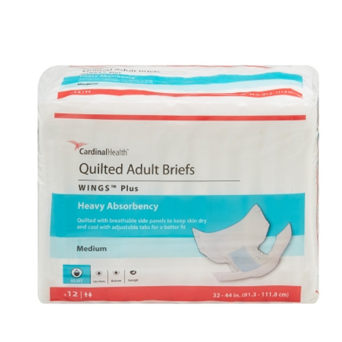 Unisex Adult Incontinence Brief Wings* Plus Quilted Medium Disposable Heavy Absorbency (BG)
