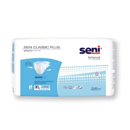 Unisex Adult Incontinence Brief Seni Classic Plus X-Large Disposable Moderate Absorbency (PK)