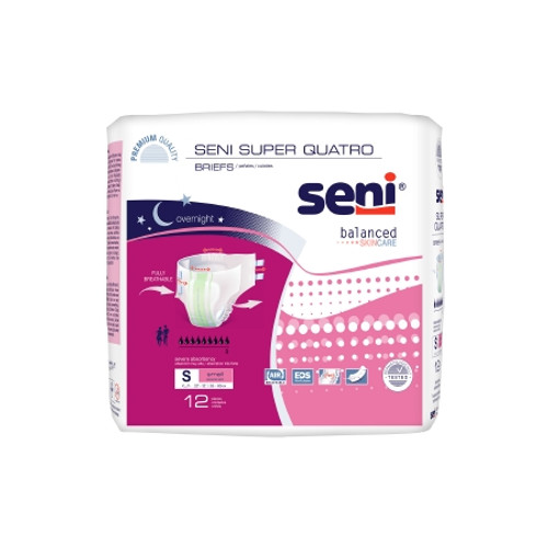 Unisex Adult Incontinence Brief Seni Super Quatro Small Disposable Heavy Absorbency (PK)