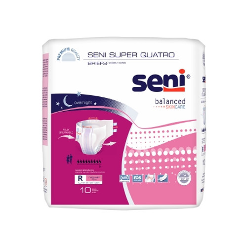 Unisex Adult Incontinence Brief Seni Super Quatro Regular Disposable Heavy Absorbency (PK)
