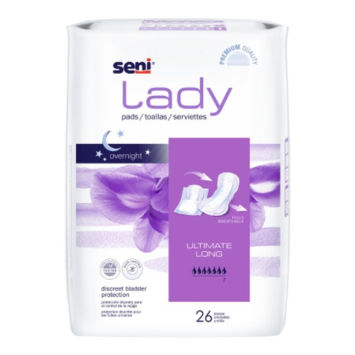 Bladder Control Pad Seni Lady Ultimate 16-1/2 Inch Length Heavy Absorbency Super Absorbent Core One Size Fits Most (CS)