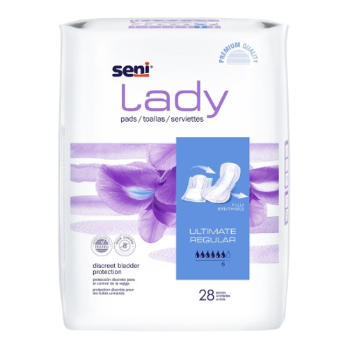 Bladder Control Pad Seni Lady Ultimate 14.4 Inch Length Heavy Absorbency Super Absorbent Core One Size Fits Most (CS)