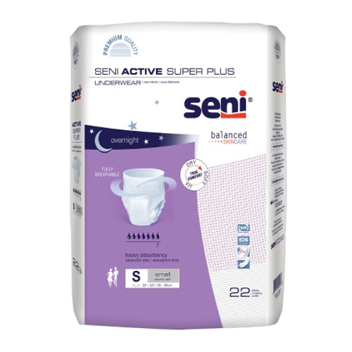 Unisex Adult Absorbent Underwear Seni Active Super Plus Pull On with Tear Away Seams Small Disposable Heavy Absorbency (CS)