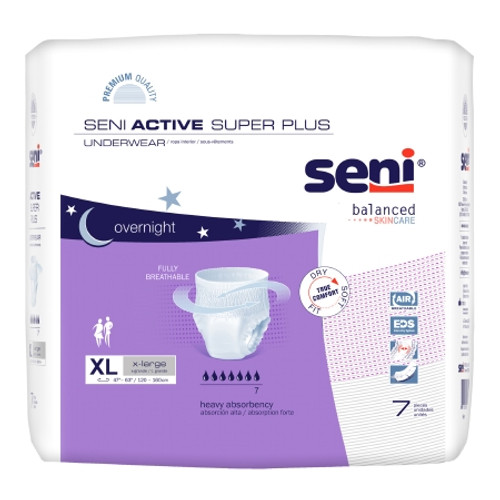 Unisex Adult Absorbent Underwear Seni Active Super Plus Pull On with Tear Away Seams X-Large Disposable Heavy Absorbency (CS) S-XL07-AP1