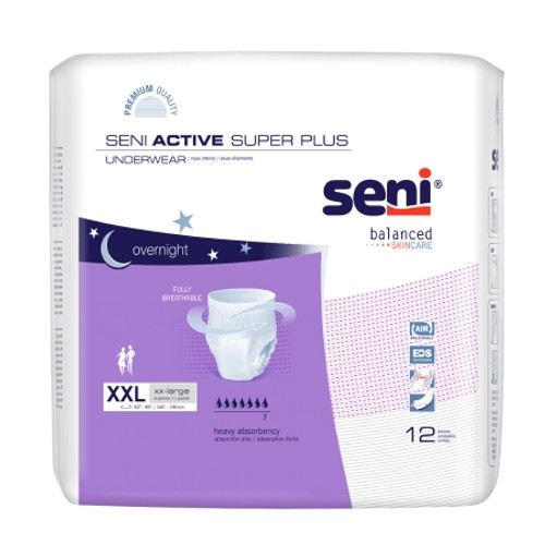 Unisex Adult Absorbent Underwear Seni Active Super Plus Pull On with Tear Away Seams 2X-Large Disposable Heavy Absorbency (PK)
