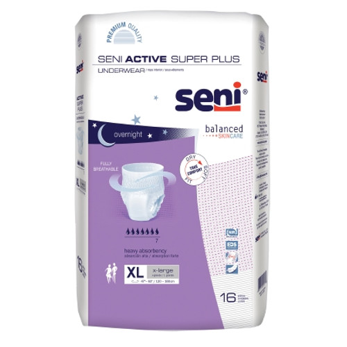 Unisex Adult Absorbent Underwear Seni Active Super Plus Pull On with Tear Away Seams X-Large Disposable Heavy Absorbency (PK)