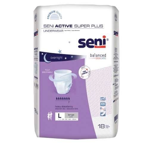 Unisex Adult Absorbent Underwear Seni Active Super Plus Pull On with Tear Away Seams Large Disposable Heavy Absorbency (PK)