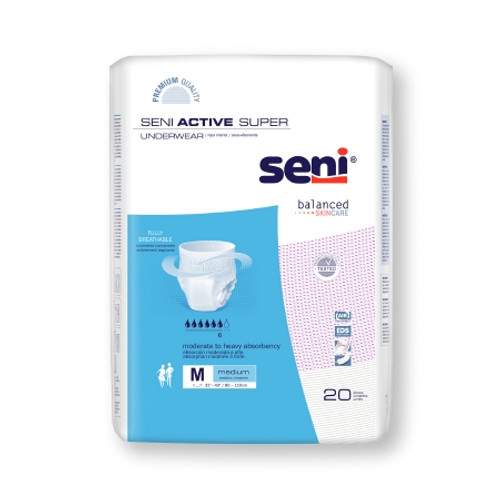 Unisex Adult Absorbent Underwear Seni Active Super Pull On with Tear Away Seams Medium Disposable Moderate Absorbency (PK)
