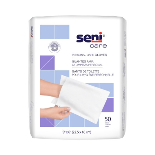 Wash Mitt SeniCare 6 X 9 Inch White Disposable (PK)