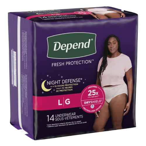 Female Adult Absorbent Underwear Depend Night Defense? Waistband Style Large Disposable Heavy Absorbency (PK)