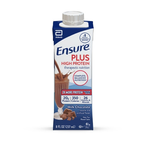Oral Supplement Ensure? Plus High Protein Therapeutic Nutrition Shake Chocolate Flavor Liquid 8 oz. Reclosable Carton (EA)