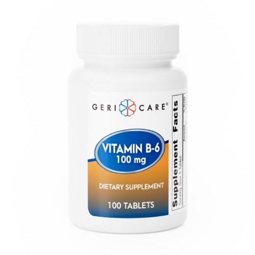 Vitamin Supplement Geri-Care? Vitamin B6 100 mg Strength Tablet 100 per Bottle (CS)