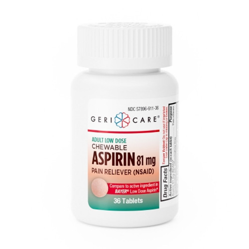 Pain Relief Geri-Care? 81 mg Strength Aspirin Chewable Tablet 36 per Bottle (BT)