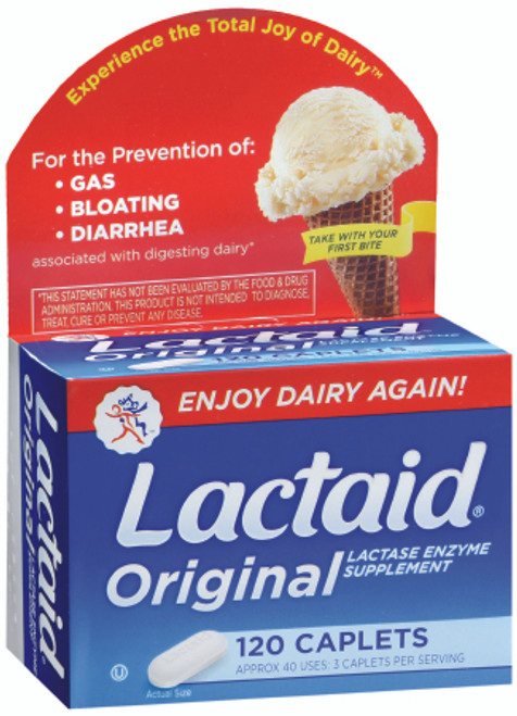 Dietary Supplement Lactaid? Original Lactase Enzyme 3,300 IU Strength Tablet 120 per Box Unflavored (BT)