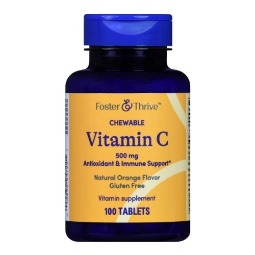 Vitamin C Supplement Foster  Thrive* Ascorbic Acid 500 mg Strength Chewable Tablet 100 per Bottle (BT)