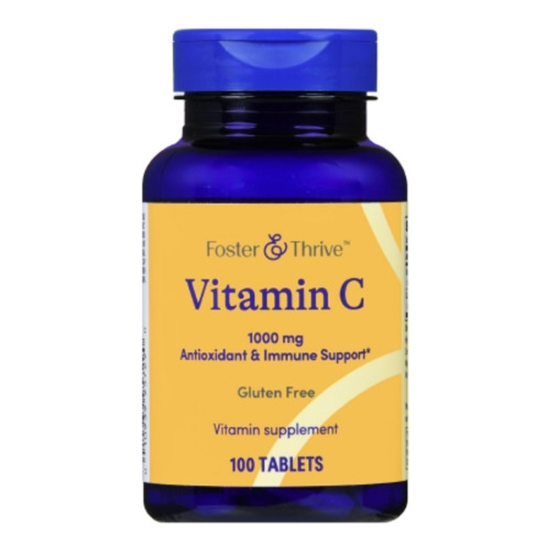 Vitamin C Supplement Foster  Thrive* Ascorbic Acid 1,000 mg Strength Tablet 100 per Bottle (BT)