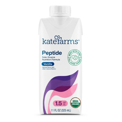 Oral Supplement Kate Farms Peptide 1.5 Vanilla Flavor Liquid 11 oz. Carton (CS)
