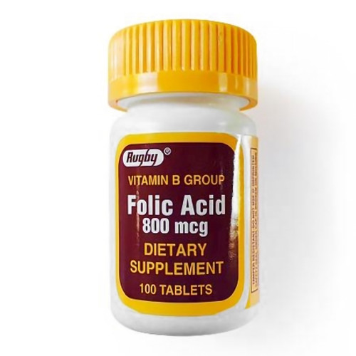 Vitamin Supplement Folic Acid 800 mcg Strength Tablet 100 per Bottle (BT)