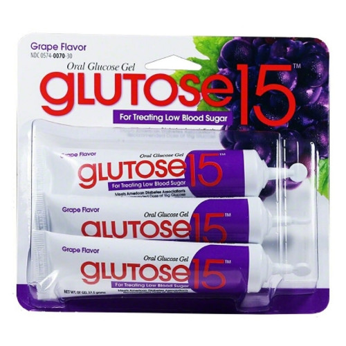 Glucose Supplement Glutose 15* 3 per Pack Gel Grape Flavor (PK)