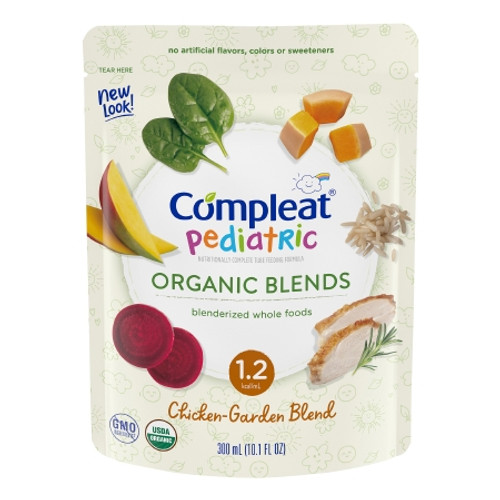 Pediatric Oral Supplement Compleat? Pediatric Organic Blends Chicken-Garden Flavor 10.1 oz. Pouch Liquid Organic Food Allergies (EA)