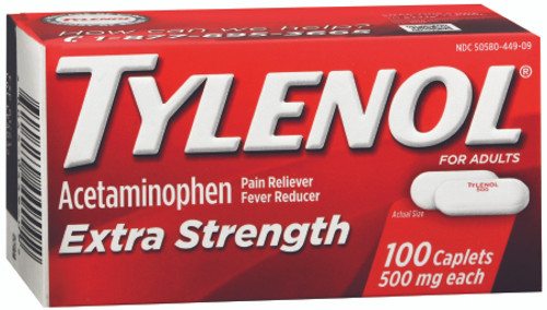 Pain Relief Tylenol? 500 mg Strength Acetaminophen Caplet 100 per Box (CS)