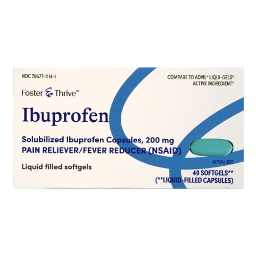 Pain Relief Foster  Thrive* 200 mg Strength Ibuprofen Capsule 40 per Bottle (BT)