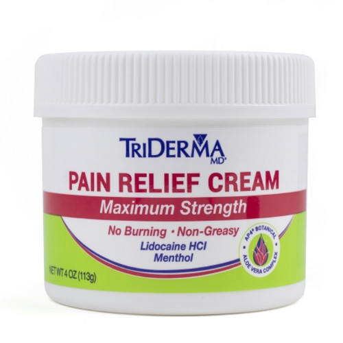 Topical Pain Relief TriDerma MD? 4% - 1% Strength Lidocaine / Menthol Cream 4 oz. (EA)