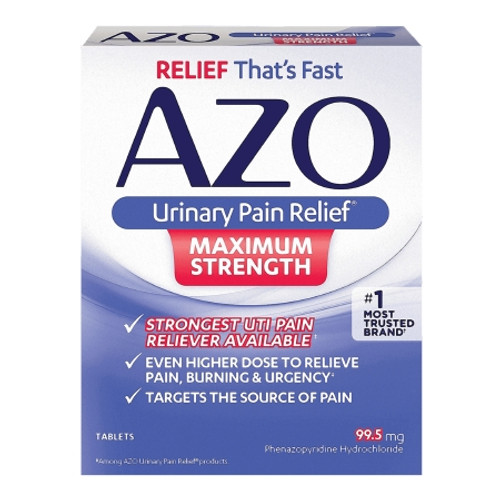 Urinary Pain Relief AZO? Maximum Strength 99.5 mg Strength Phenazopyridine HCL Tablet 12 per Box (BX)