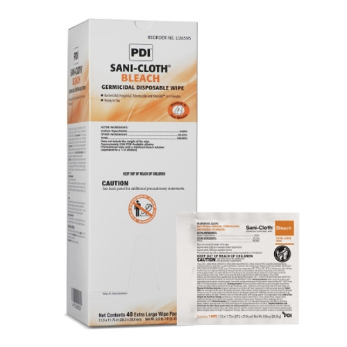 Surface Disinfectant Cleaner Sani-Cloth? Bleach Premoistened Germicidal Manual Pull Wipe 40 Count Individual Packet Chlorine Scent NonSterile (EA)