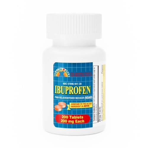 Pain Relief HEALTHSTAR? 200 mg Strength Ibuprofen Tablet 200 per Bottle (BT)
