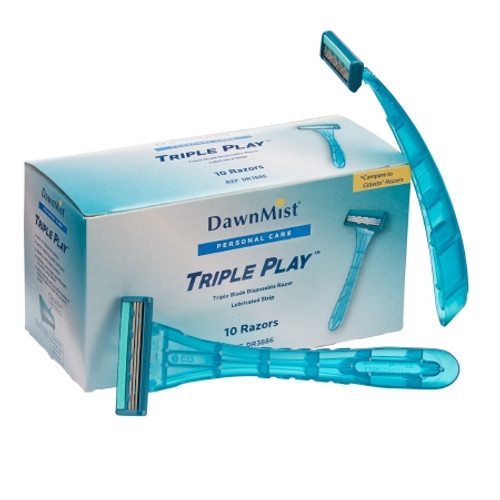 Personal Razor with Lubricating Strip DawnMist? Triple Play* Single Edge Triple Blade NonSterile Disposable (CS)