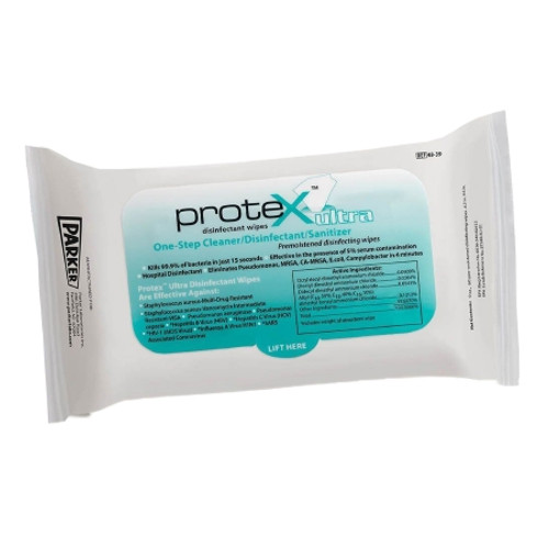 Surface Disinfectant Cleaner Protex* Ultra Premoistened Broad Spectrum Manual Pull Wipe 60 Count Soft Pack Lemon Scent NonSterile (BX)