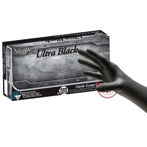Exam Glove NitriDerm? Ultra Black X-Small NonSterile Nitrile Standard Cuff Length Textured Fingertips Black Chemo Tested / Fentanyl Tested (CS)