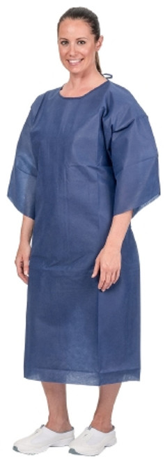 Patient Exam Gown One Size Fits Most Blue Disposable (CS)
