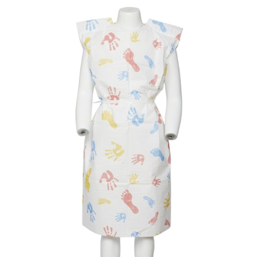 Patient Exam Gown Child Size Kid Design (Hand and Foot Print) Disposable (CS)