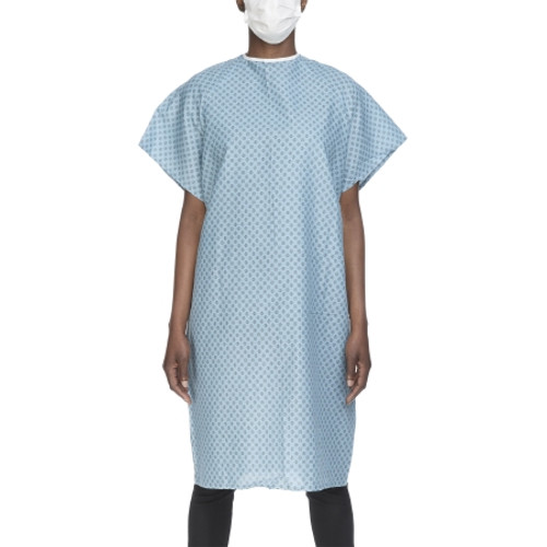Patient Exam Gown One Size Fits Most Blue / White Print Reusable (DZ)