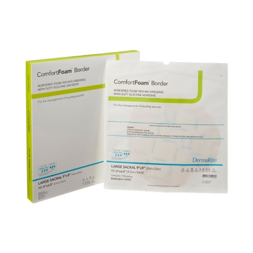 Foam Dressing ComfortFoam* Border 9 X 9 Inch With Border Waterproof Backing Silicone Adhesive Sacral Sterile (EA)