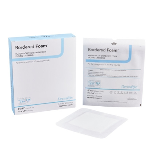Foam Dressing BorderedFoam? 6 X 6 Inch With Border Waterproof Backing Nonacrylic Adhesive Square Sterile (EA)