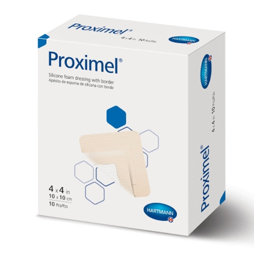 Foam Dressing Proximel? 4 X 4 Inch With Border Waterproof Film Backing Silicone Adhesive Square Sterile (EA)