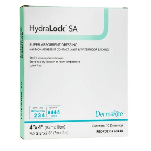 Super Absorbent Dressing HydraLock* SA 4 X 4 Inch Square (BX)
