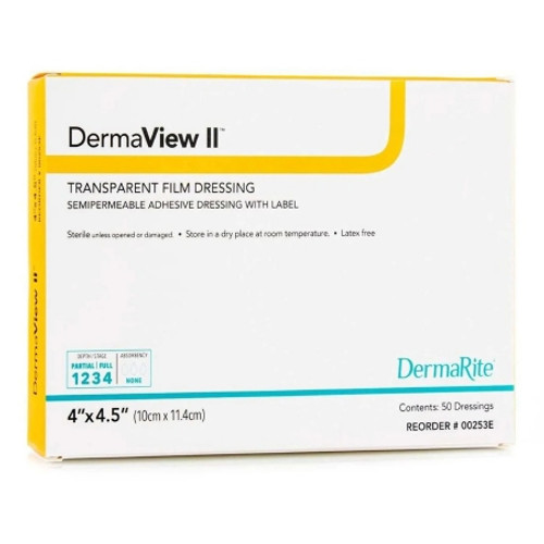 Transparent Film Dressing DermaView II* 4 X 4-1/2 Inch Frame Style Delivery Rectangle Sterile (BX)