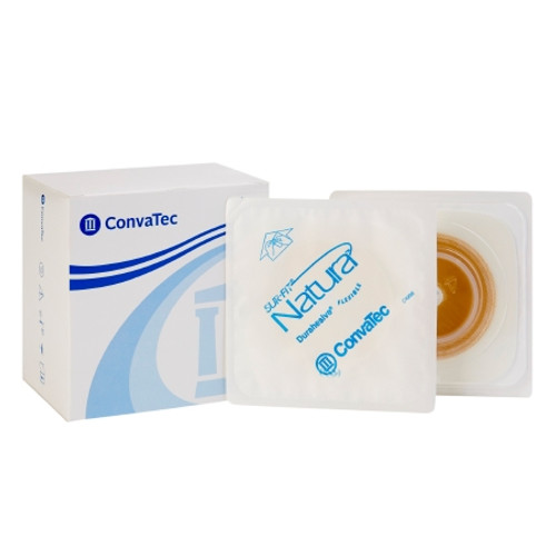 Ostomy Barrier Sur-Fit Natura? Durahesive? Trim to Fit, Extended Wear Durahesive? Adhesive 45 mm Flange Hydrocolloid 1 to 1-1/4 Inch Opening 4-1/2 X 4-1/2 Inch (BX)