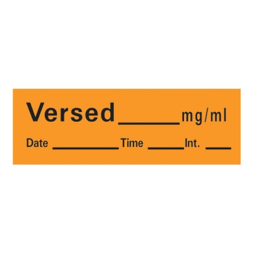 Drug Label Timemed Anesthesia Label Tape Versed_mg/mL Date_Time_Int_ Orange 1/2 X 1-1/2 Inch (RL)