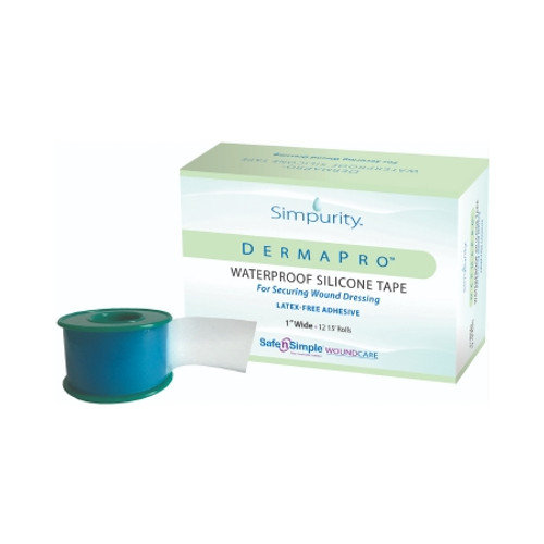 Waterproof Medical Tape DermaPro* White 1 Inch X 5 Yard Silicone NonSterile (RL)