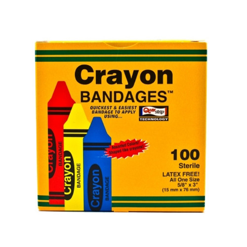 Adhesive Strip ASO 3/4 X 3 Inch Plastic Rectangle Kid Design (Assorted Crayon) Sterile (CS)
